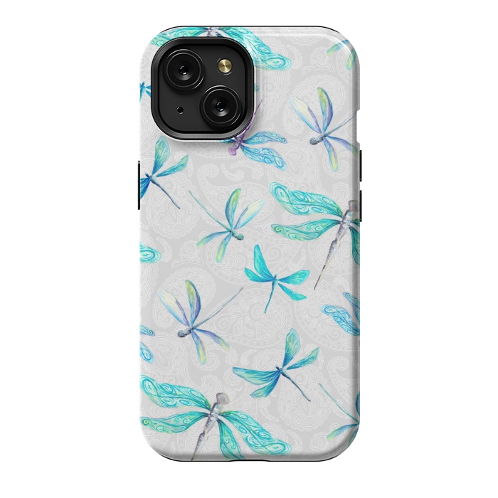 iPhone 15 StrongFit Dragonflies on Paisley by gingerlique