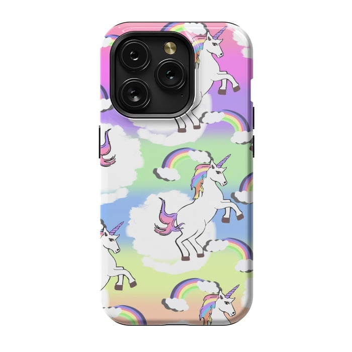 iPhone 15 Pro StrongFit Rainbow Unicorns by MUKTA LATA BARUA