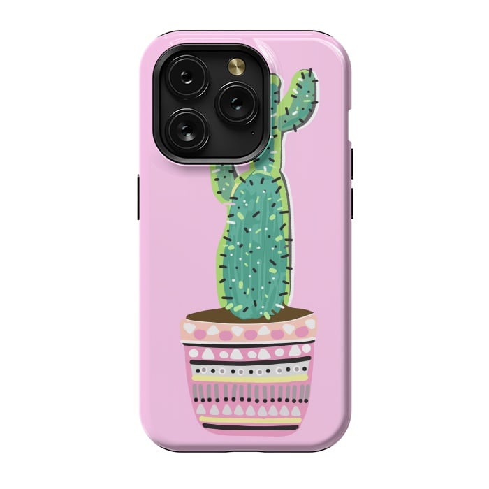 iPhone 15 Pro StrongFit Pink Cacti by MUKTA LATA BARUA