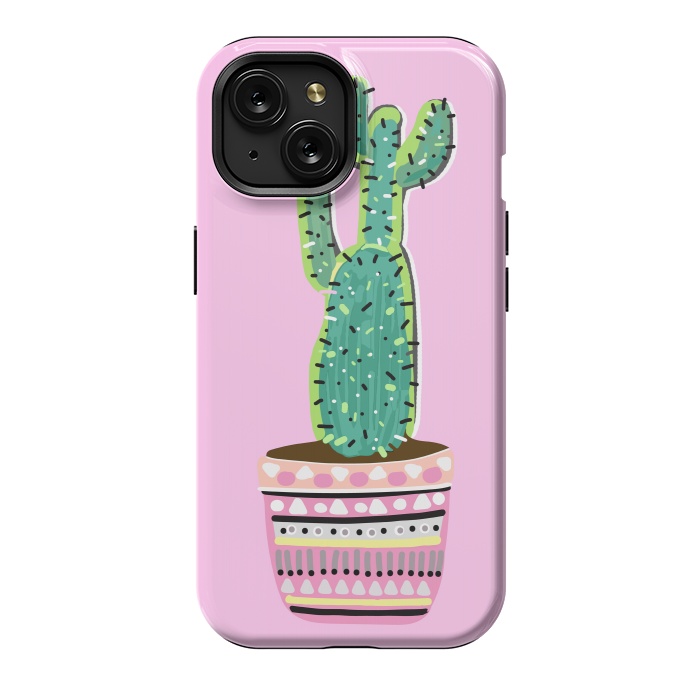 iPhone 15 StrongFit Pink Cacti by MUKTA LATA BARUA