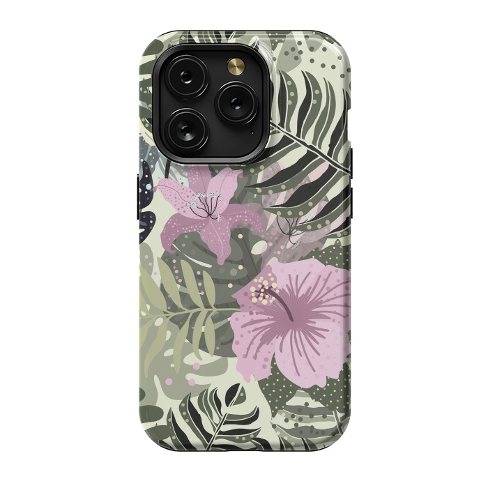 iPhone 15 Pro StrongFit Pastel Green Pink Aloha Tropical Jungle by  Utart