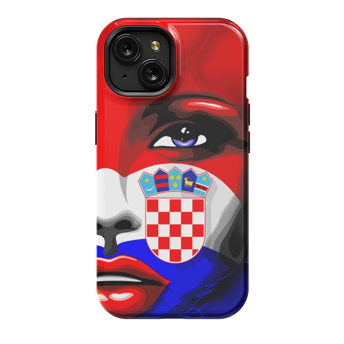 iPhone 15 StrongFit Croatia Flag Beautiful Girl Portrait by BluedarkArt