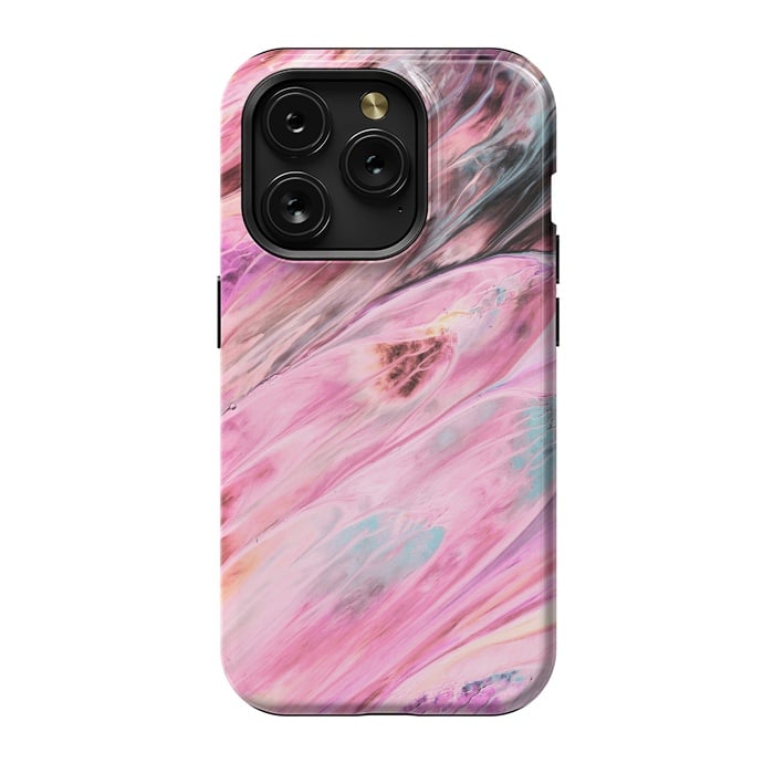 iPhone 15 Pro StrongFit Pink and Black Ink Marble by  Utart
