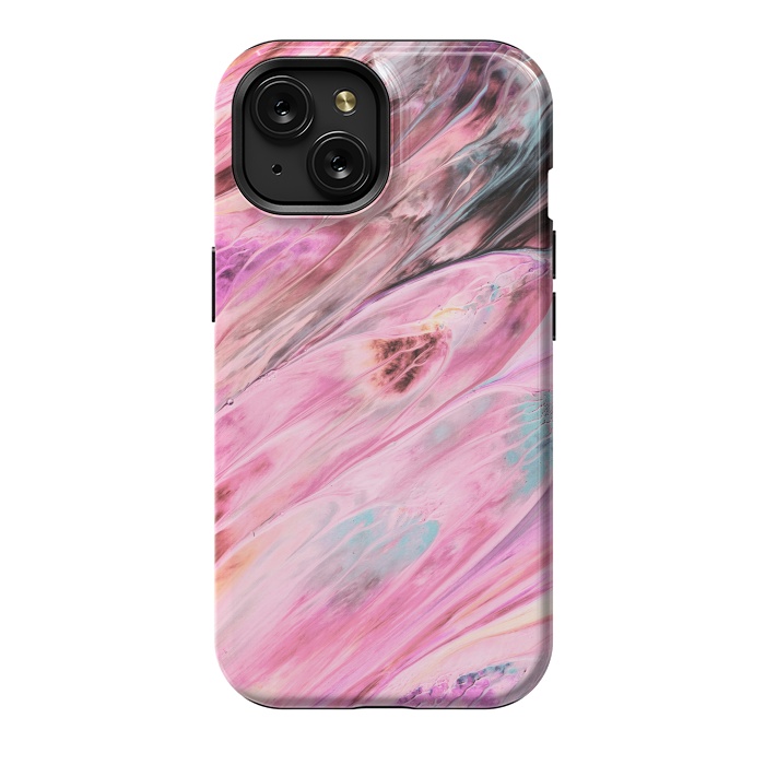 iPhone 15 StrongFit Pink and Black Ink Marble by  Utart