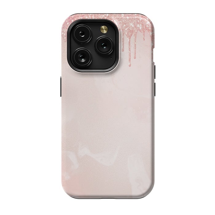 iPhone 15 Pro StrongFit Pink Glitter Rain  by  Utart