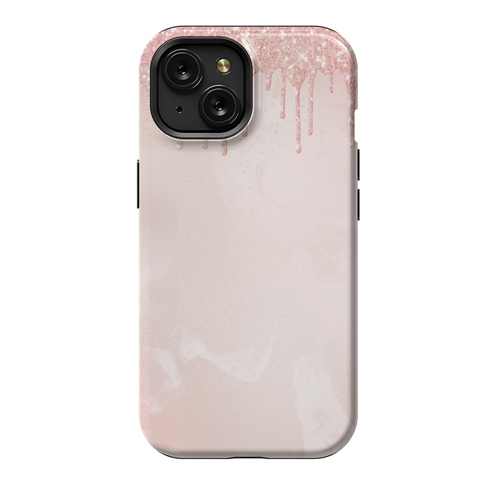 iPhone 15 StrongFit Pink Glitter Rain  by  Utart