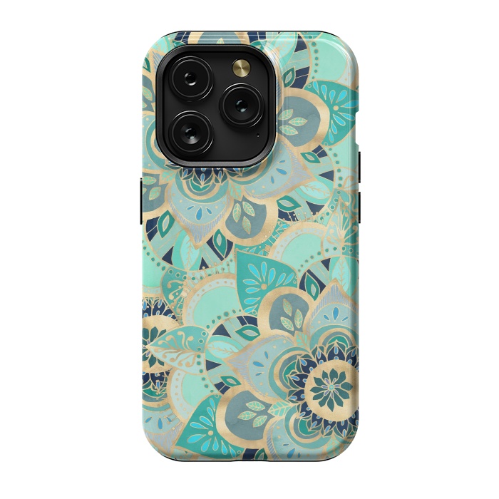 iPhone 15 Pro StrongFit Emerald and Gold Mandalas by Tangerine-Tane