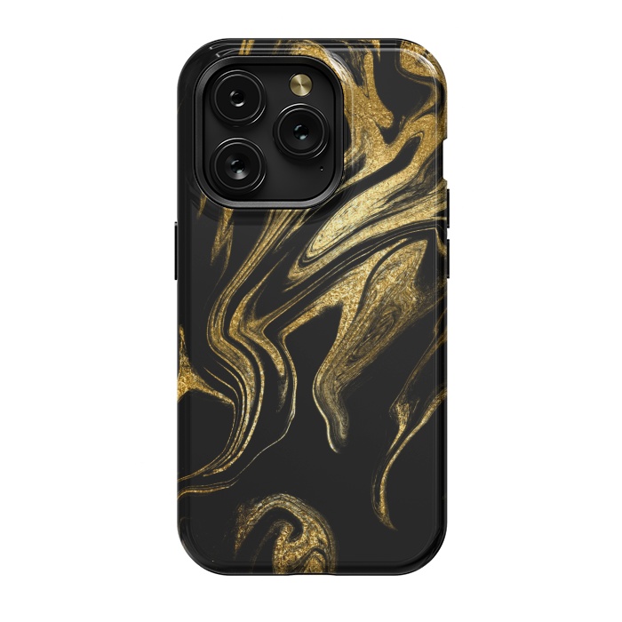 iPhone 15 Pro StrongFit Gold Black Marble  by Alemi