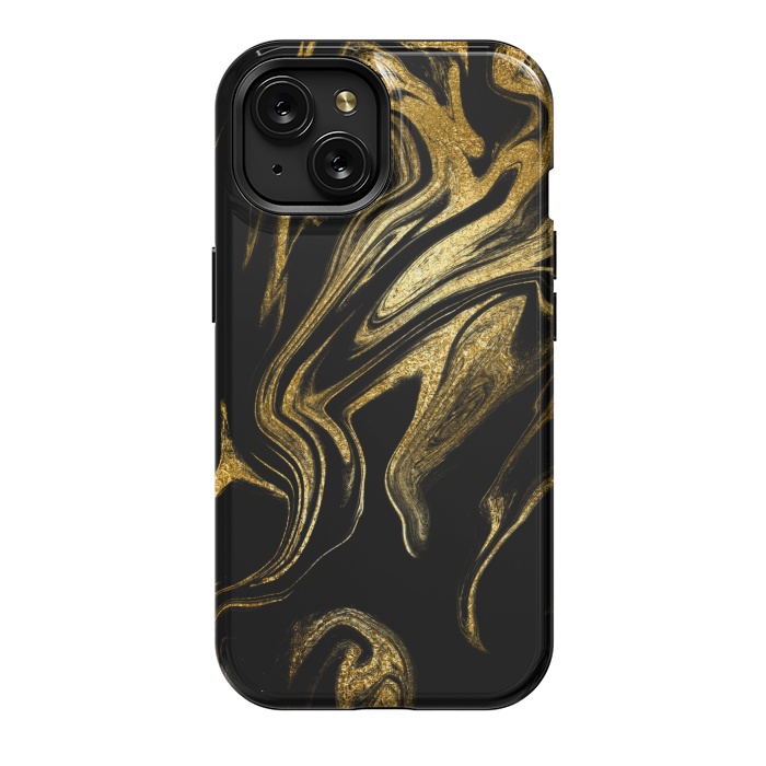 iPhone 15 StrongFit Gold Black Marble  by Alemi