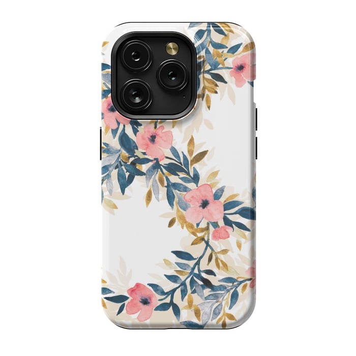 iPhone 15 Pro StrongFit Spring Blossom Watercolor Wreath by Micklyn Le Feuvre