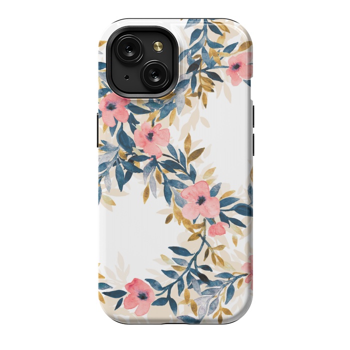 iPhone 15 StrongFit Spring Blossom Watercolor Wreath by Micklyn Le Feuvre