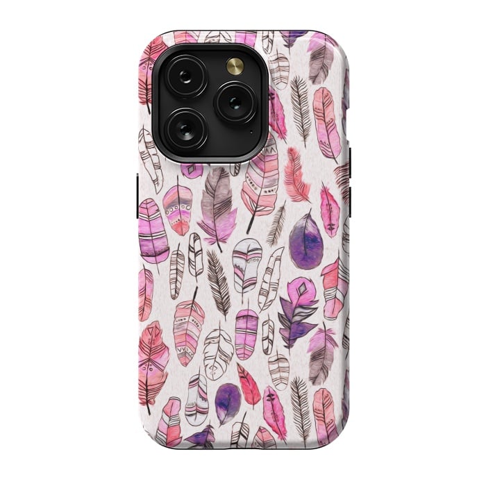 iPhone 15 Pro StrongFit Pink Feathers  by Tigatiga