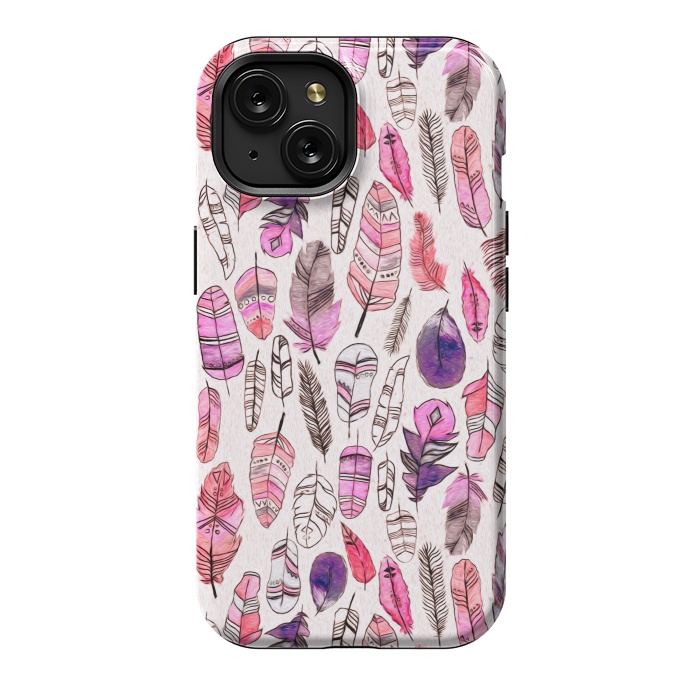 iPhone 15 StrongFit Pink Feathers  by Tigatiga