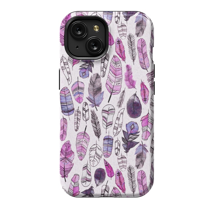 iPhone 15 StrongFit Purple Feathers  by Tigatiga