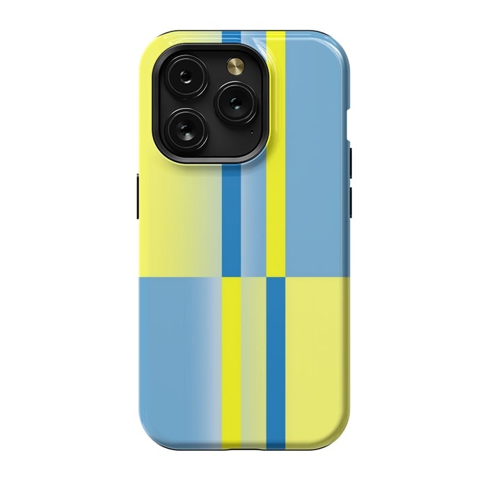 iPhone 15 Pro StrongFit yellow blue lines pattern by MALLIKA
