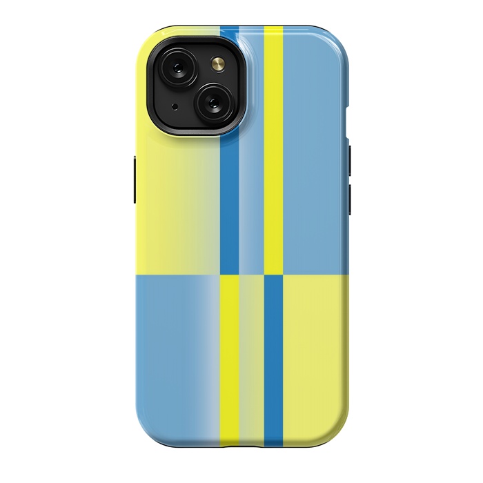 iPhone 15 StrongFit yellow blue lines pattern by MALLIKA