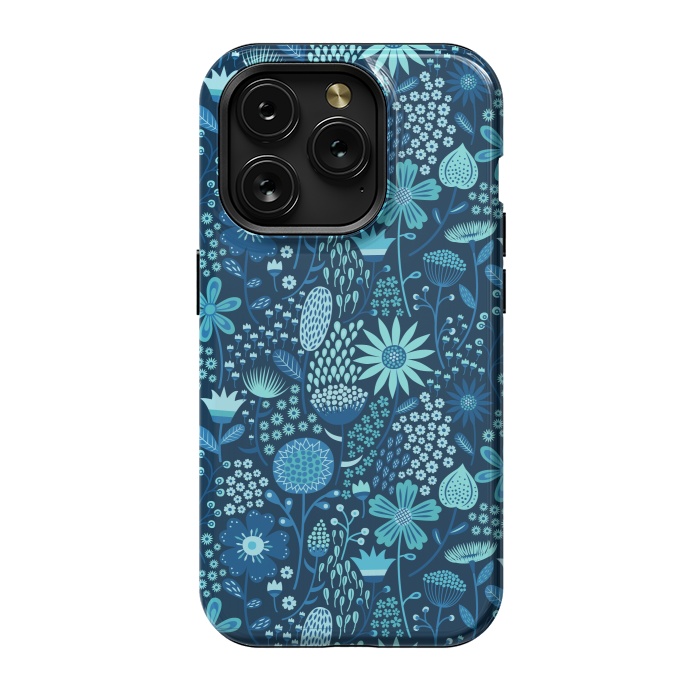 iPhone 15 Pro StrongFit Celebration Floral Blue by Portia Monberg