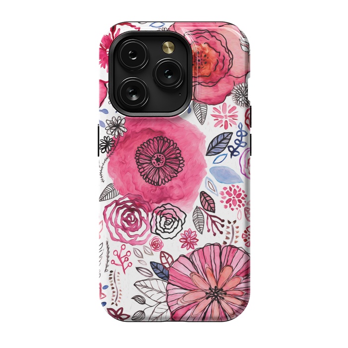 iPhone 15 Pro StrongFit Pink Floral Mix  by Tigatiga