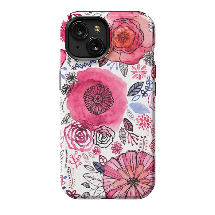 iPhone 15 StrongFit Pink Floral Mix  by Tigatiga