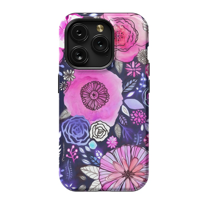 iPhone 15 Pro StrongFit Magenta Floral Mix  by Tigatiga