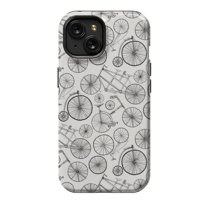 iPhone 15 StrongFit Vintage Bicycles on Grey  by Tigatiga