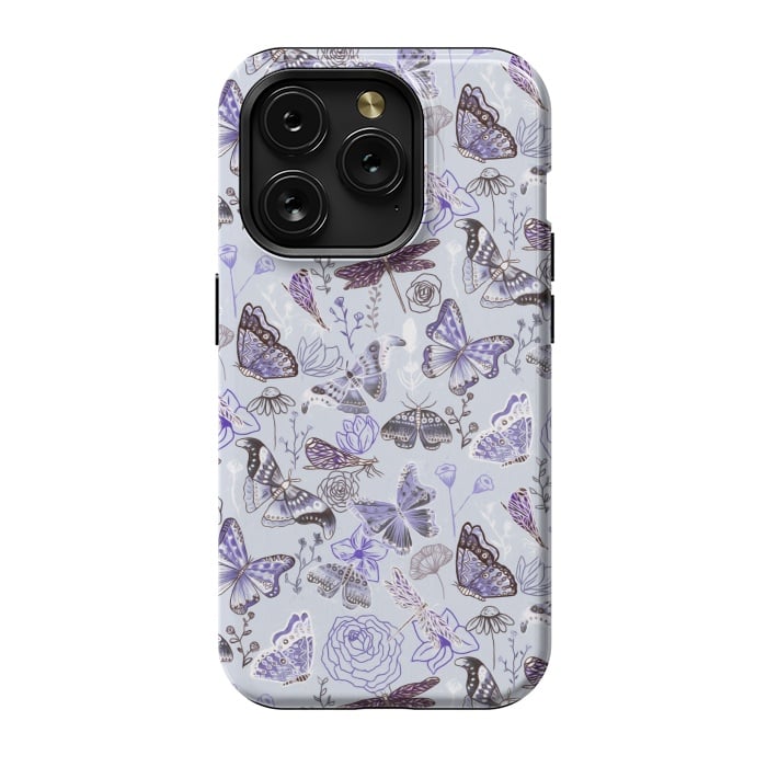 iPhone 15 Pro StrongFit Pale Butterflies, Dragonflies and Moths  by Tigatiga