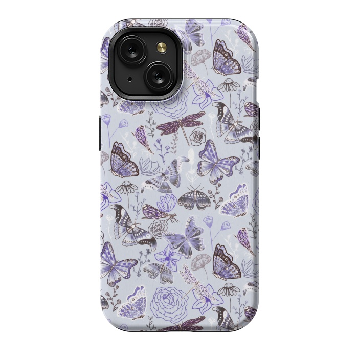 iPhone 15 StrongFit Pale Butterflies, Dragonflies and Moths  by Tigatiga