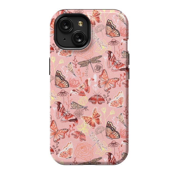 iPhone 15 StrongFit Warm Butterflies, Dragonflies and Moths  by Tigatiga