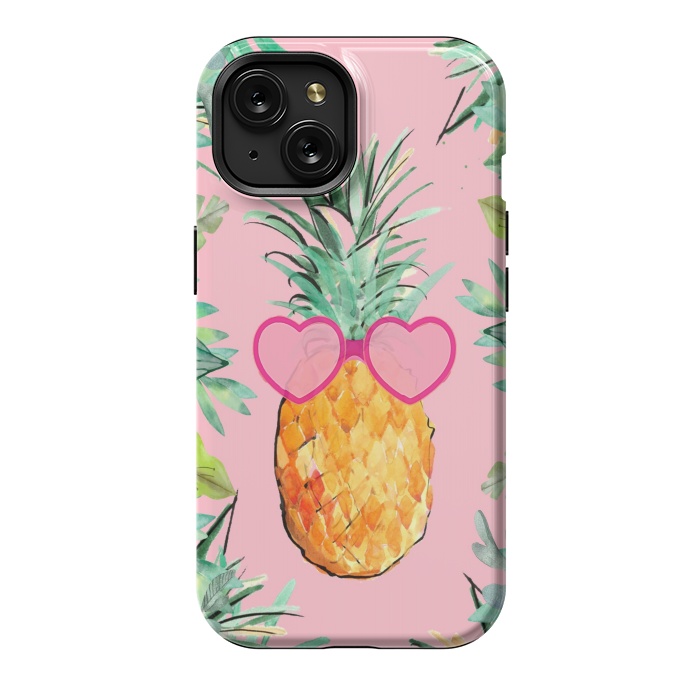 iPhone 15 StrongFit Cool Pinapple with Glasses by ''CVogiatzi.