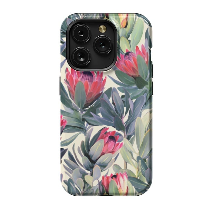 iPhone 15 Pro StrongFit Painted Protea Pattern by Micklyn Le Feuvre