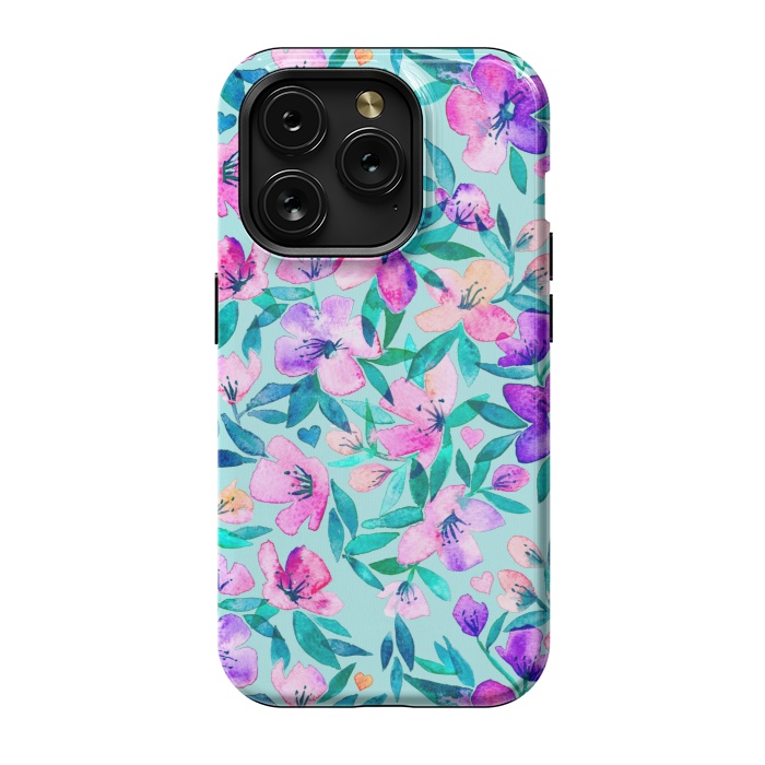 iPhone 15 Pro StrongFit Happy Spring Floral in Watercolor by Micklyn Le Feuvre