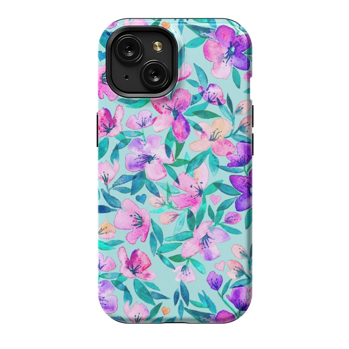 iPhone 15 StrongFit Happy Spring Floral in Watercolor by Micklyn Le Feuvre