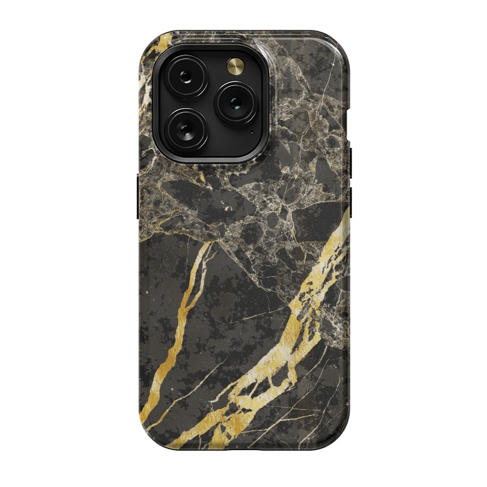 iPhone 15 Pro StrongFit Grey gold elegant marble by Oana 