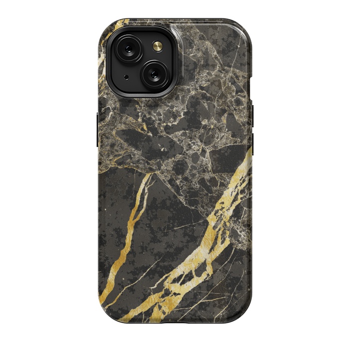 iPhone 15 StrongFit Grey gold elegant marble by Oana 