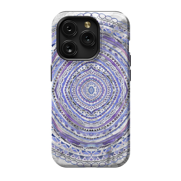 iPhone 15 Pro StrongFit Purple Marbling Mandala  by Tigatiga