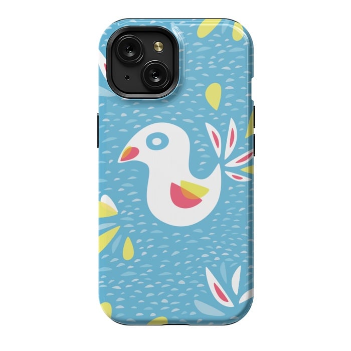 iPhone 15 StrongFit Cute Abstract Bird In Spring by Boriana Giormova