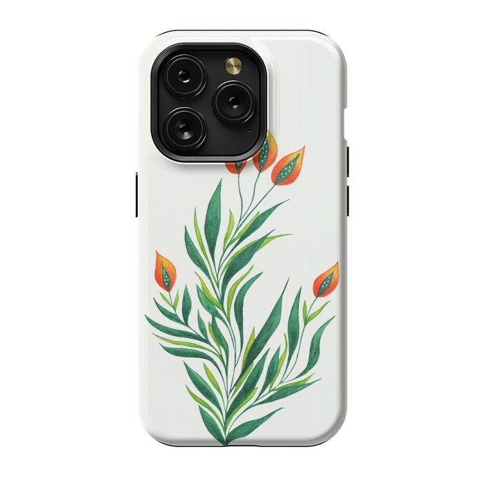 iPhone 15 Pro StrongFit Green Plant With Orange Buds by Boriana Giormova