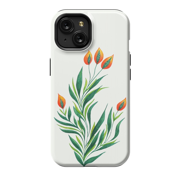 iPhone 15 StrongFit Green Plant With Orange Buds by Boriana Giormova