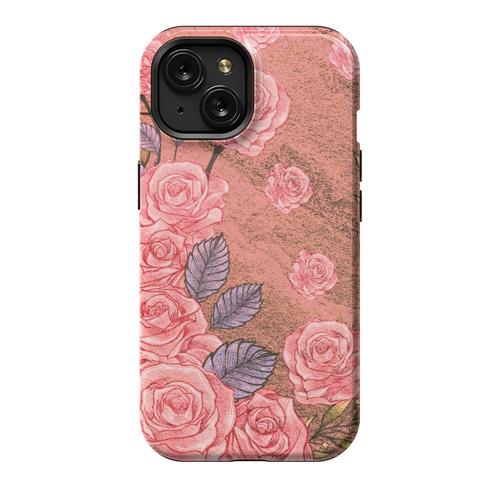 iPhone 15 StrongFit Vintage Peonies  by Rossy Villarreal