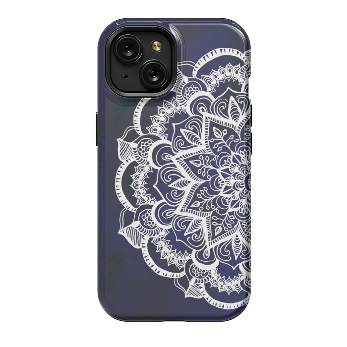 iPhone 15 StrongFit White Feather Mandala by Tangerine-Tane
