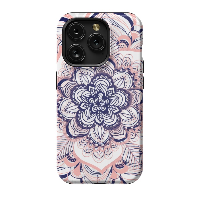 iPhone 15 Pro StrongFit Purple, Blue and Pink Netted Mandala by Tangerine-Tane