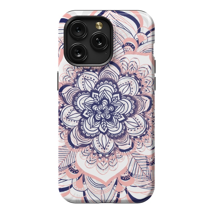 iPhone 15 Pro Max StrongFit Purple, Blue and Pink Netted Mandala by Tangerine-Tane