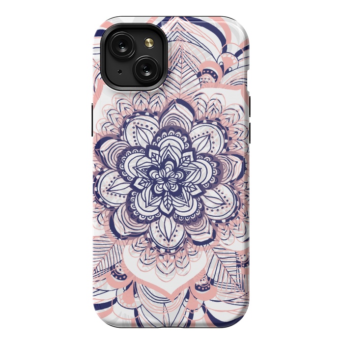 iPhone 15 Plus StrongFit Purple, Blue and Pink Netted Mandala by Tangerine-Tane