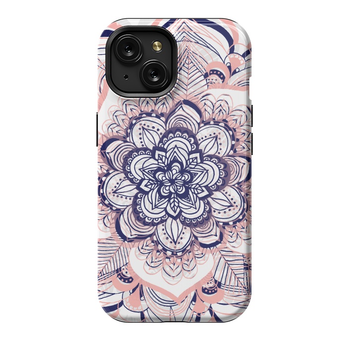 iPhone 15 StrongFit Purple, Blue and Pink Netted Mandala by Tangerine-Tane