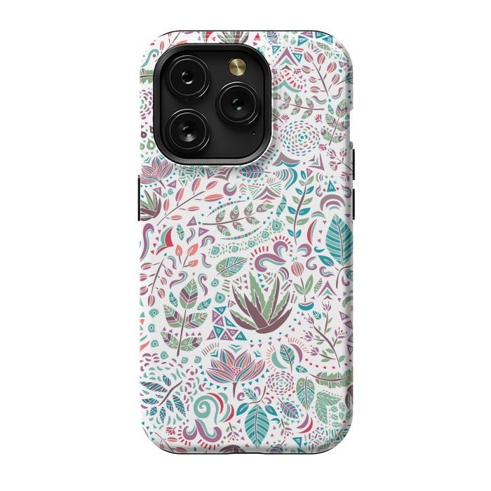 iPhone 15 Pro StrongFit Botanical Doodles by Pom Graphic Design