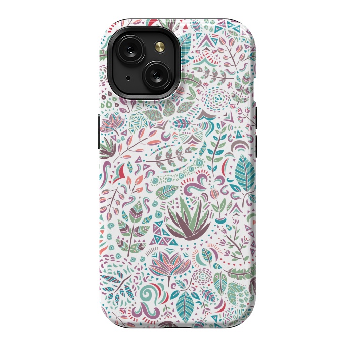 iPhone 15 StrongFit Botanical Doodles by Pom Graphic Design