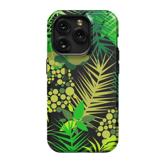 iPhone 15 Pro StrongFit green tropical pattern by MALLIKA