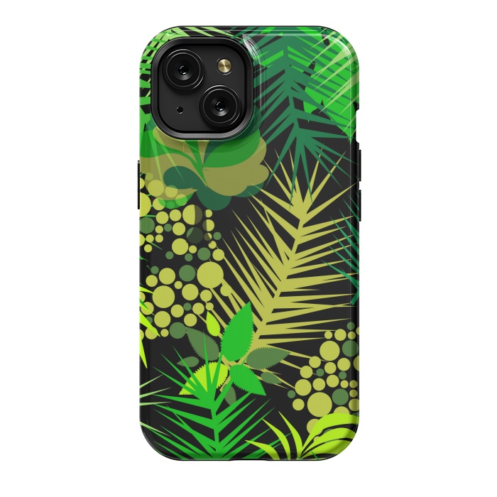 iPhone 15 StrongFit green tropical pattern by MALLIKA
