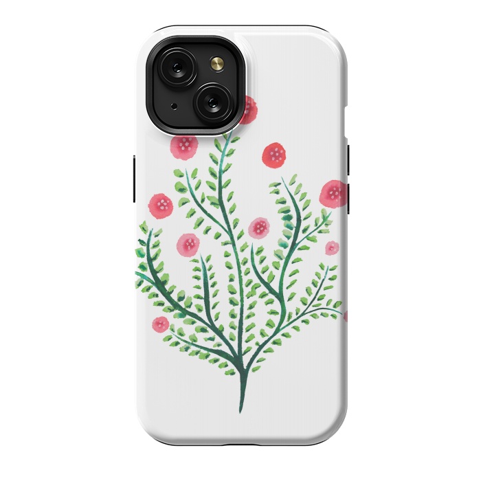 iPhone 15 StrongFit Spring Plant In Pink And Green by Boriana Giormova