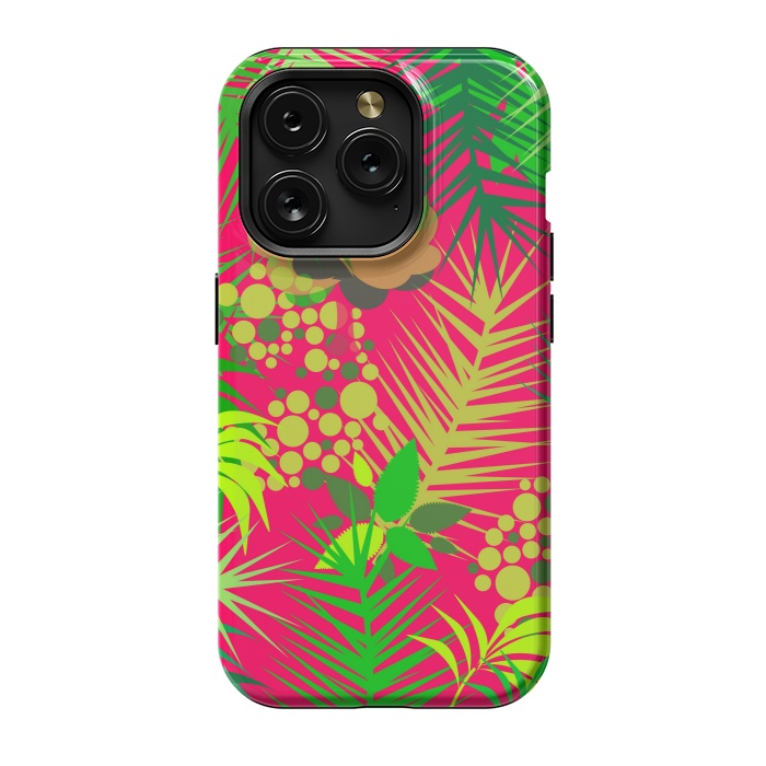 iPhone 15 Pro StrongFit pink tropical pattern by MALLIKA
